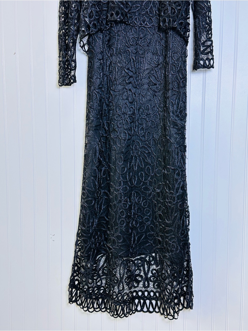 Soulmates Handcrafted Embroidered Beaded Silk Lace Evening Dress Jacket Set Sz L - Picture 8 of 16